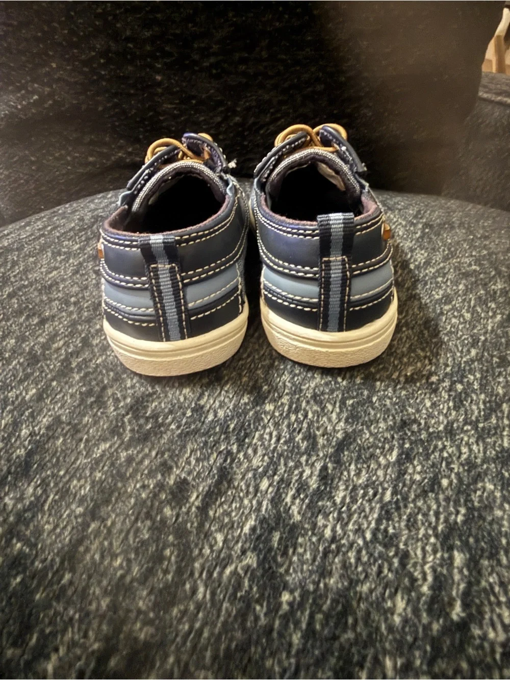 The Children's Place Boys Navy and Tan Slip-On Boat Shoes